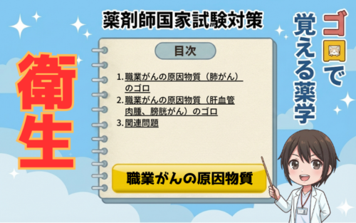 【薬剤師国家試験】職業がんのゴロ合わせ！ベンジジン・肺がん・肝血管肉腫を攻略（ゴロで覚える薬学）