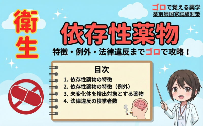 【薬剤師国家試験】依存性薬物のゴロ教えます！（ゴロで覚える薬学）