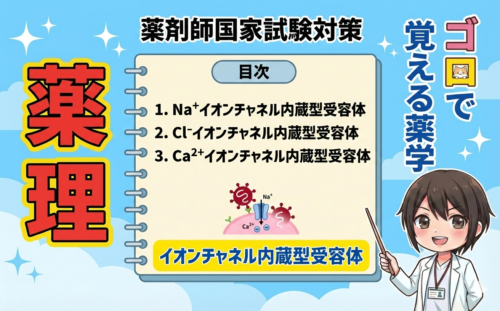 【薬剤師国家試験】イオンチャネル内蔵型受容体のゴロ教えます！（ゴロで覚える薬学）